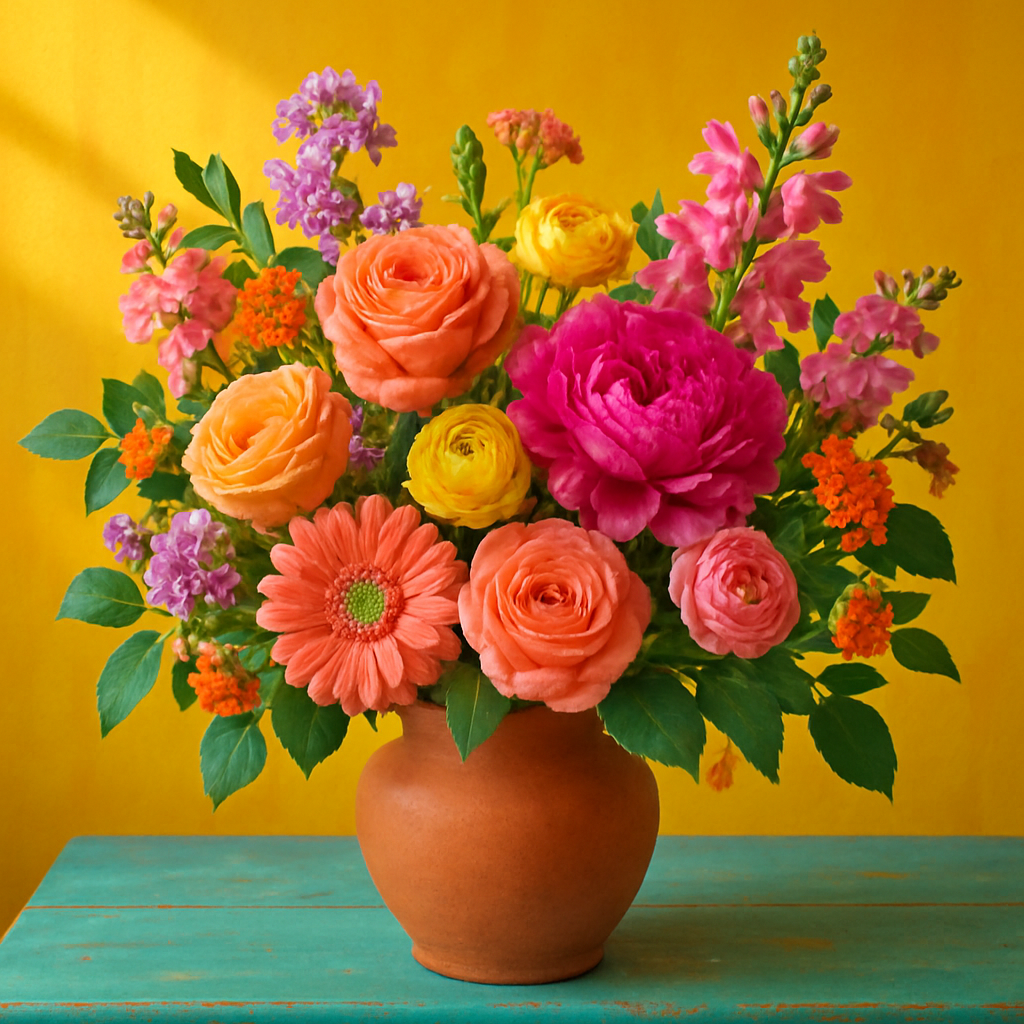 Flores frescas em um arranjo bonito